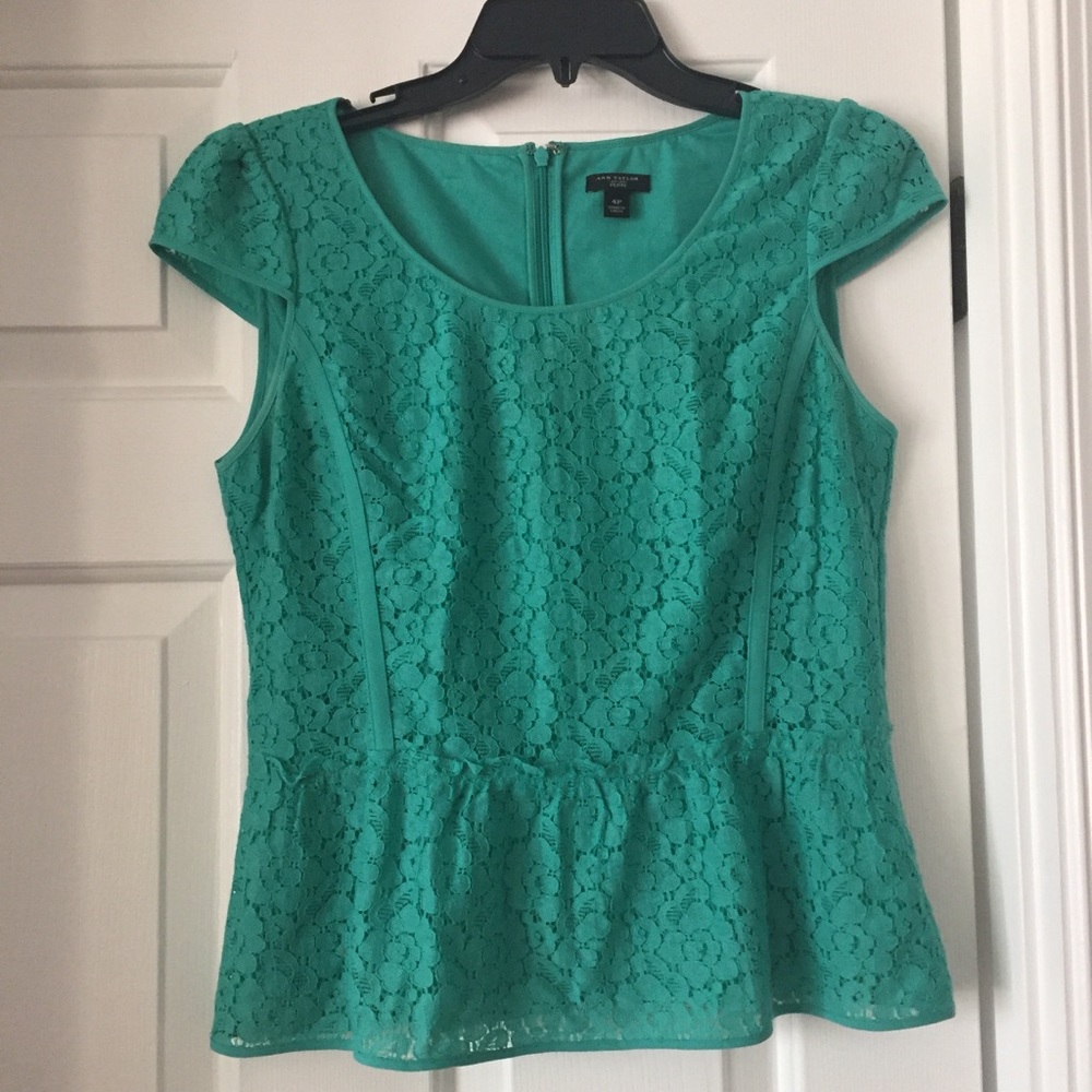Green peplum lace top